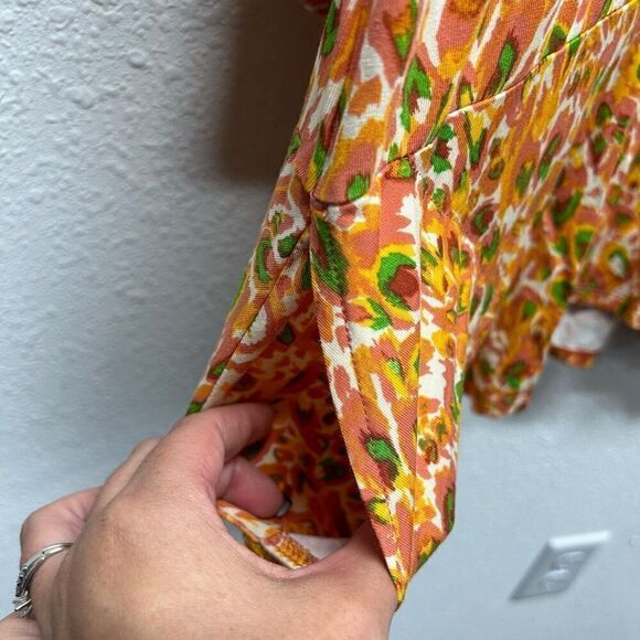 LOGO By Lori Goldstein Orange Multicolor Abstract Geometric Print Top Size XL - Picture 5 of 14